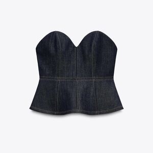ZARA ZW COLLECTION DENIM PEPLUM BUSTIER